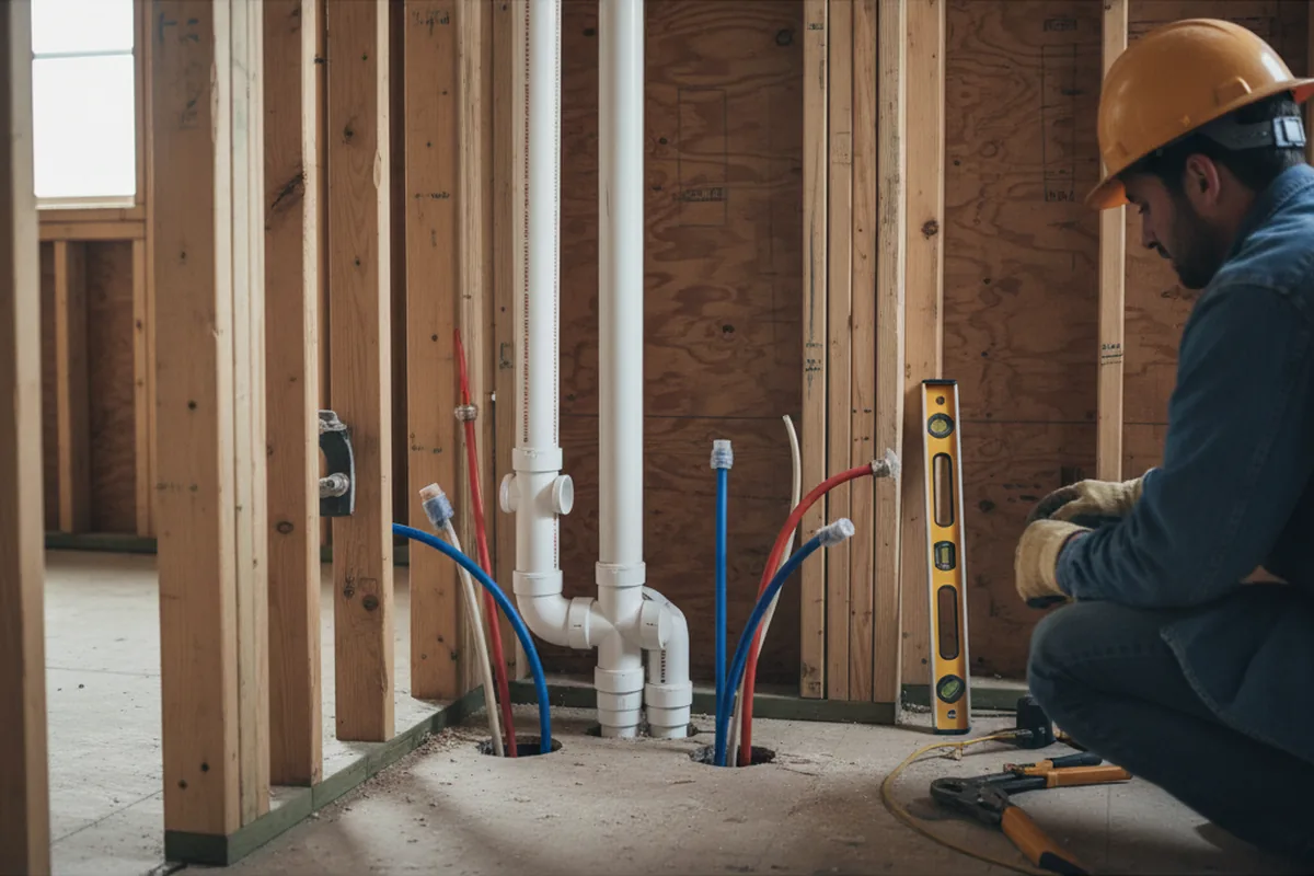 Drain and supply rough-in during Garbage Disposal Repair in Lawn